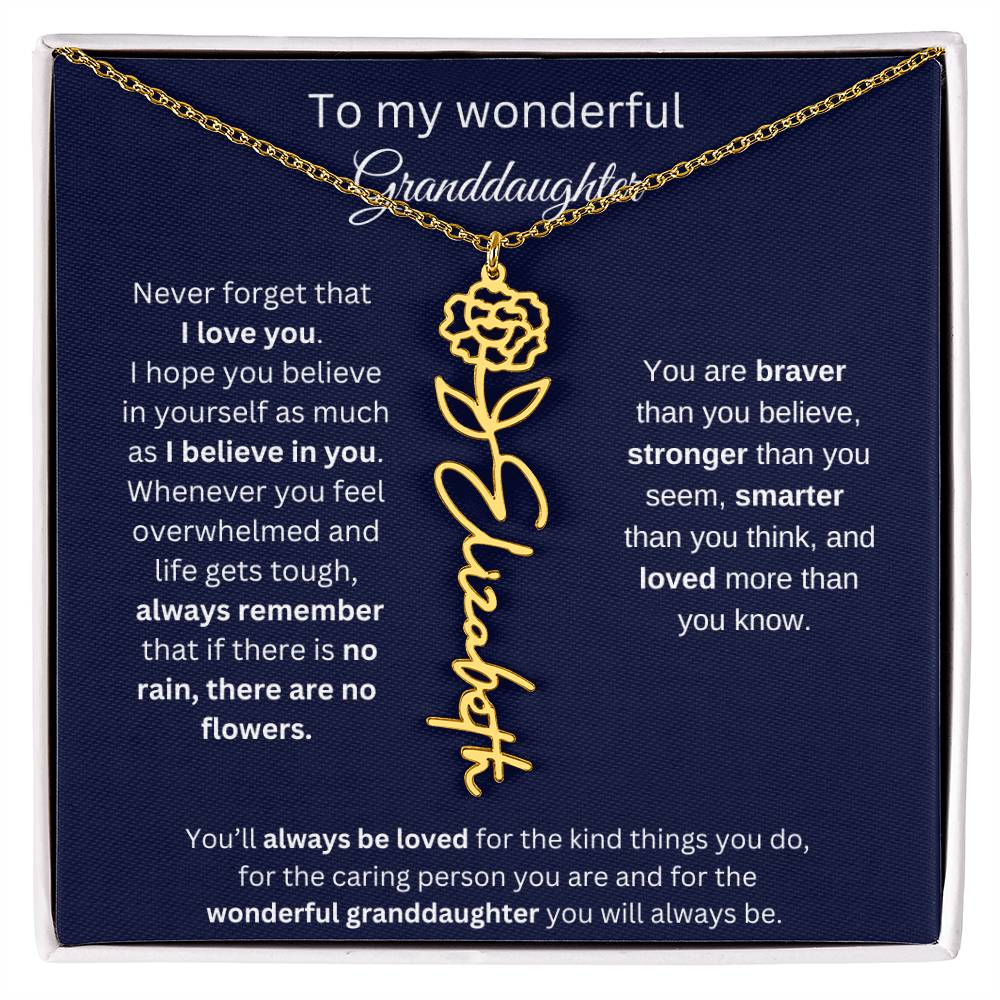 To My Wonderful Granddaughter  Personalized Birth Month Flower Necklace 1