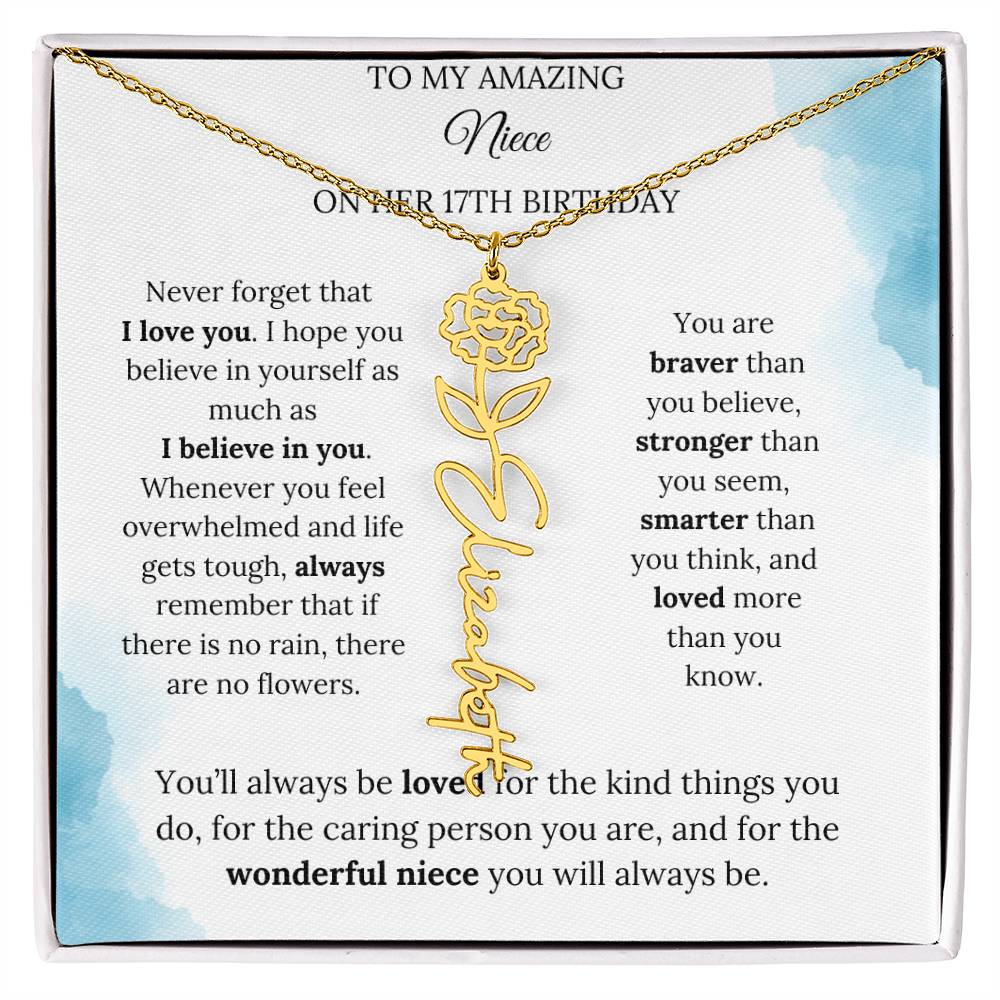 Birth Month Flower Name Necklace for My Niece's 17th Birthday