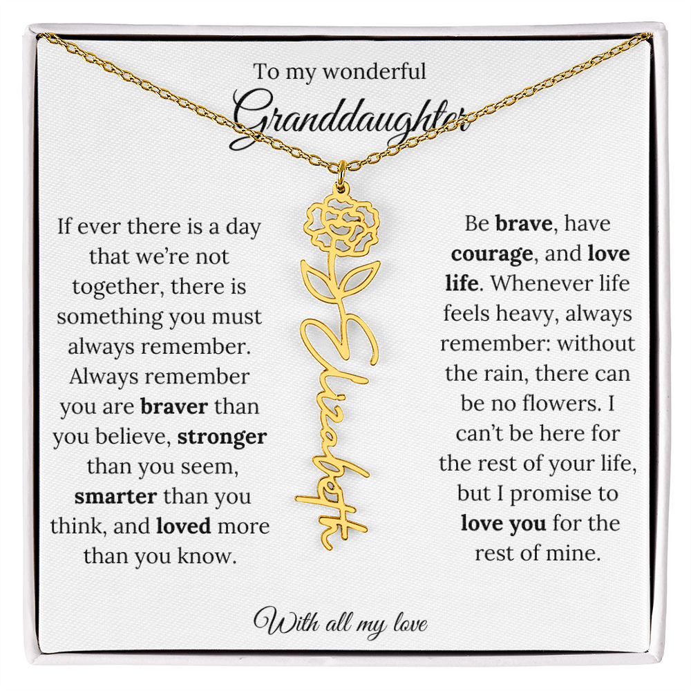 Personalized Birth Flower Name Necklace for Granddaughter