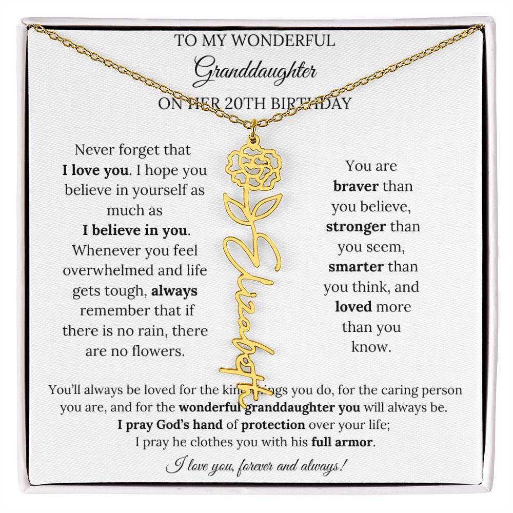 To My Wonderful Granddaughter On Her 20th Birthday - I Love You Forever & Always