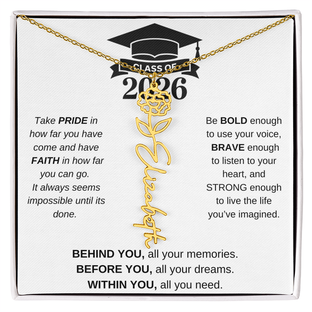 2026 Graduation Jewelry Birthmonth Flower Name Necklace