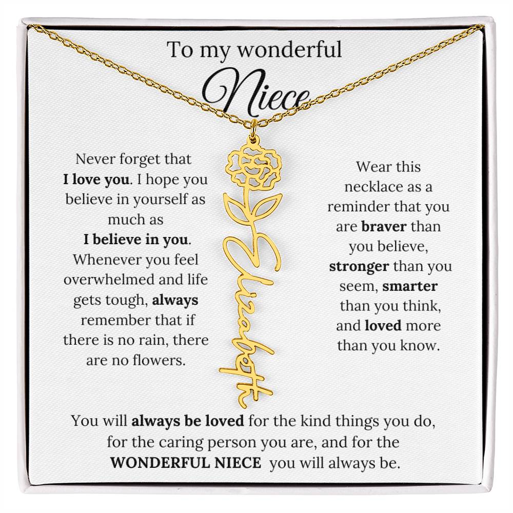 To My  Niece Birthmonth Flower Necklace 1