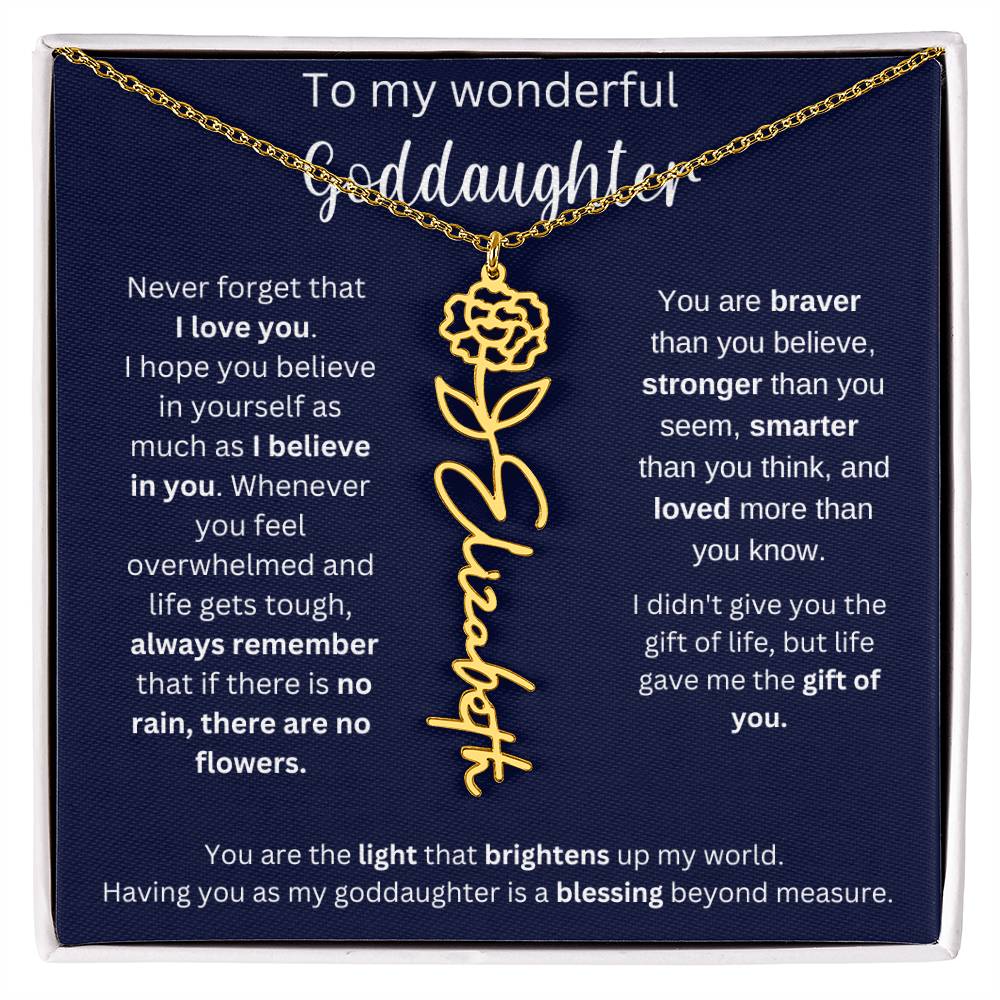 To My Wonderful Goddaughter | I Believe In You | Flower Name Necklace
