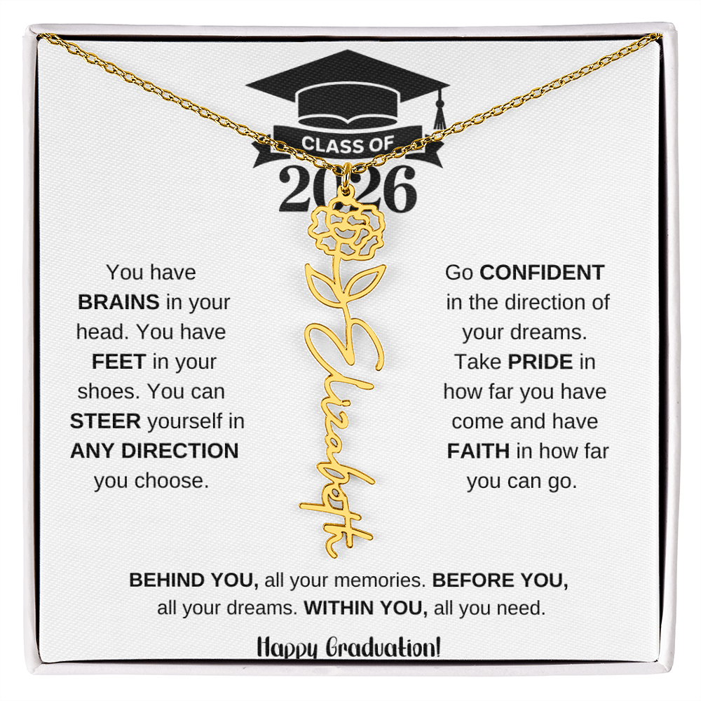 Personalized 2026 Graduation Gift Birth Month Flower Necklace
