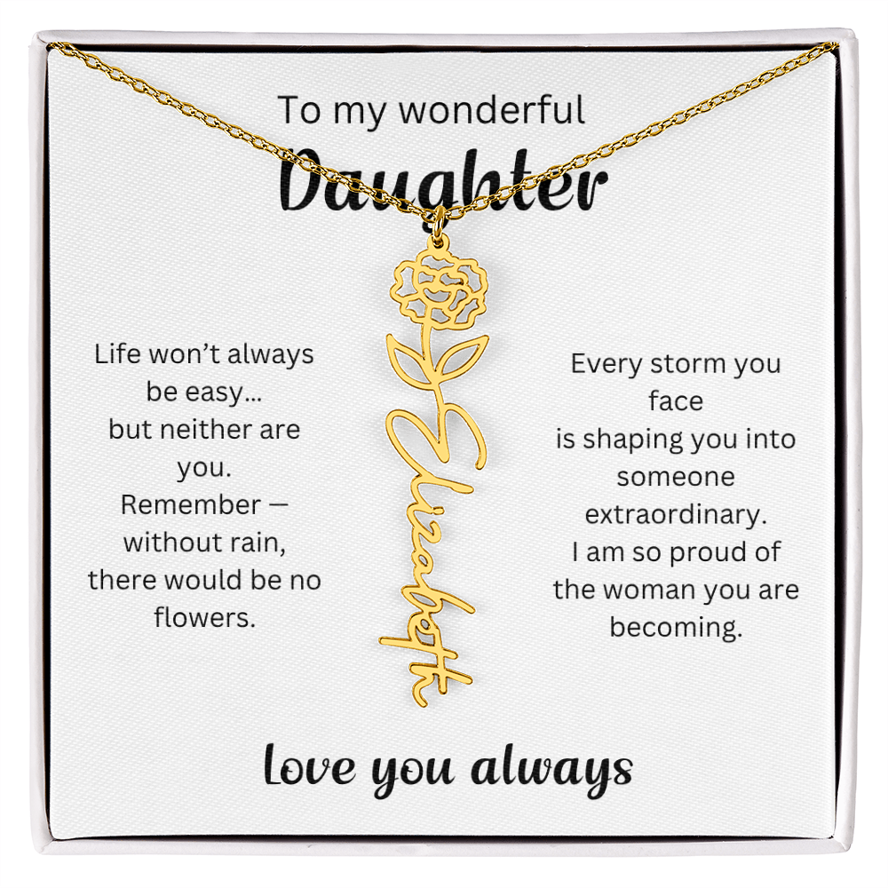 Emotional Gift for Daughter - Birth Flower Name Necklace 2