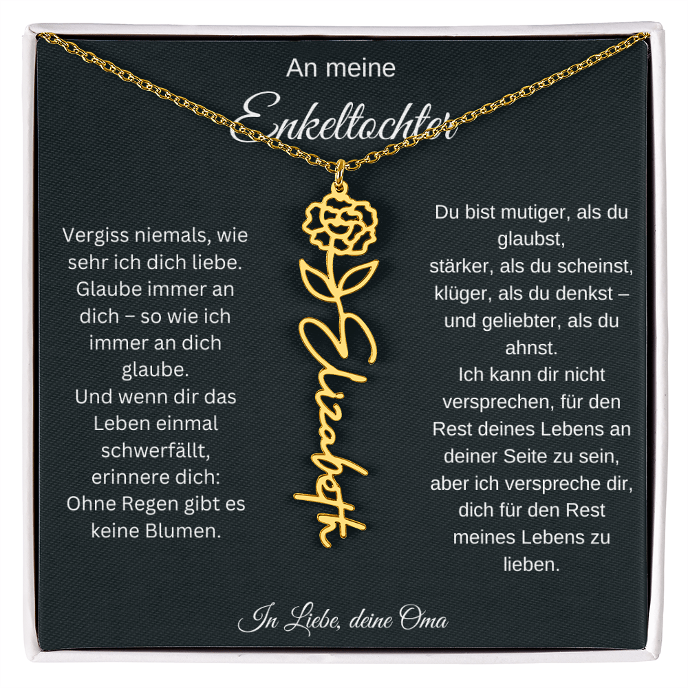 An meine Enkeltochter Geburtsblume Namenskette personalisierte Gravur Schmuck Geschenk