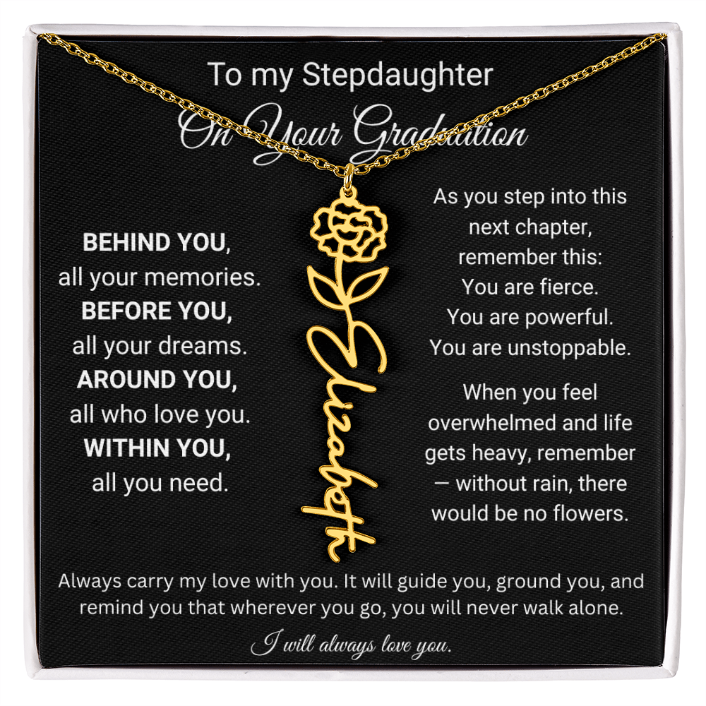 To My Stepdaughter On Your Graduation | You'll Never Walk Alone | Flower Name Necklace