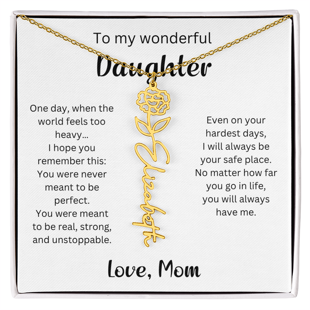 Emotional Gift for Daughter - Birth Flower Name Necklace