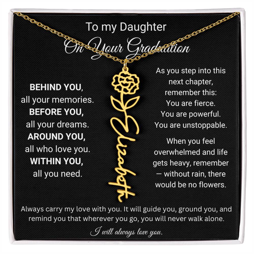 To My Daughter On Your Graduation | Carry My Love | Flower Name Necklace