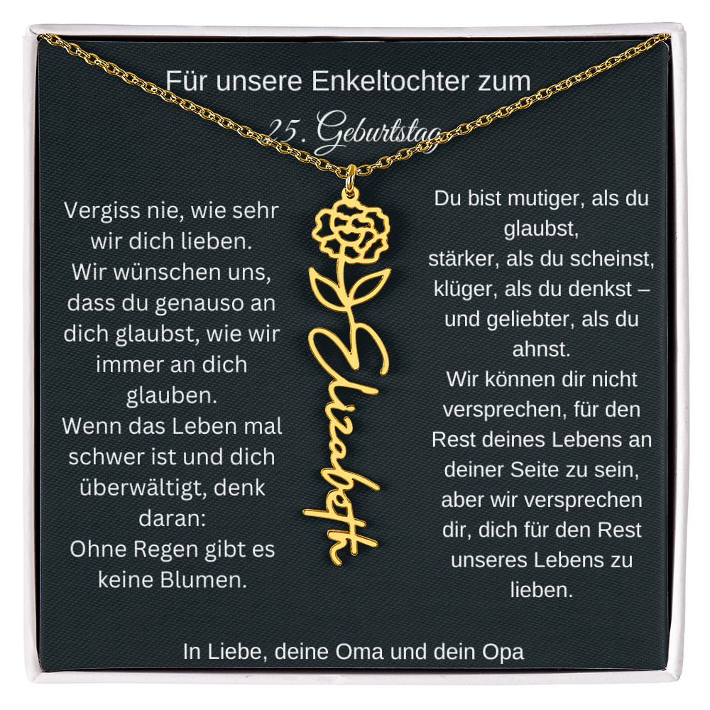 25. Geburtstag Blumen Namenskette
