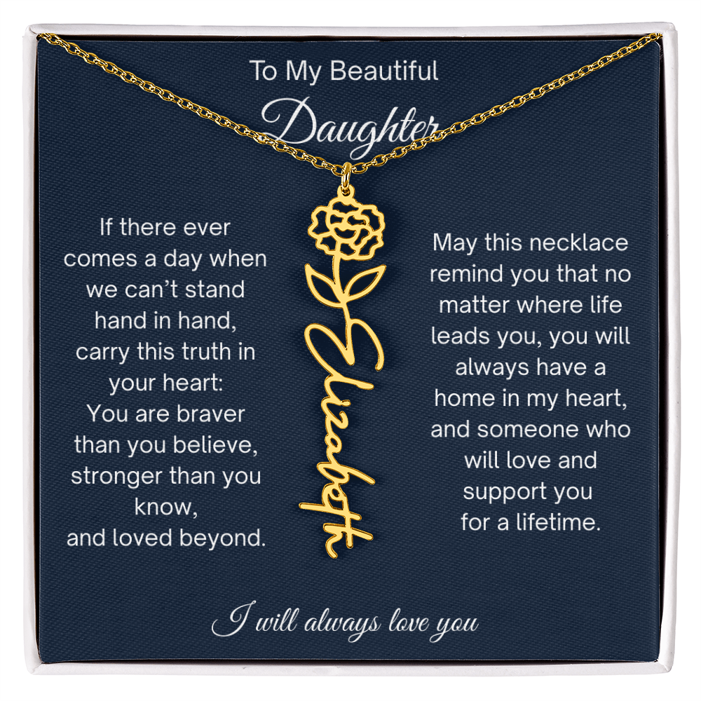 Daughter Gift Personalized Birth Flower Name Necklace