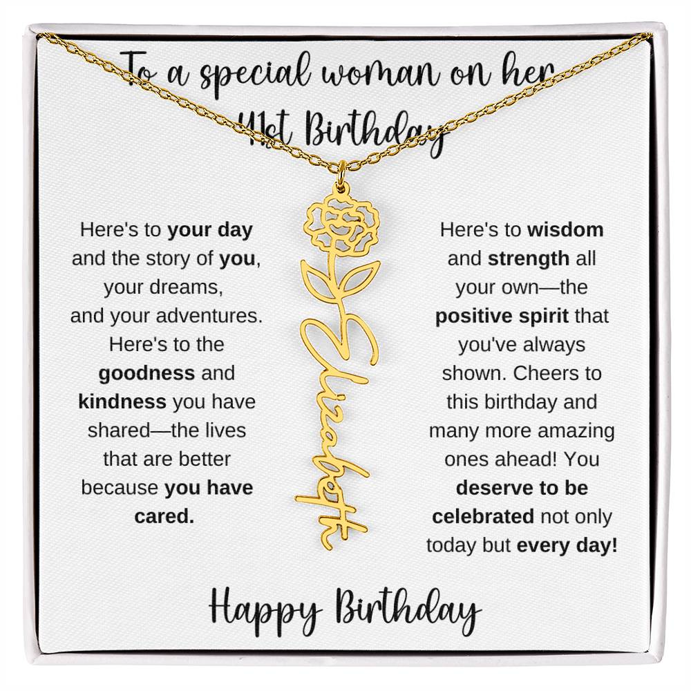 41st Birthday - Flower Name Necklace