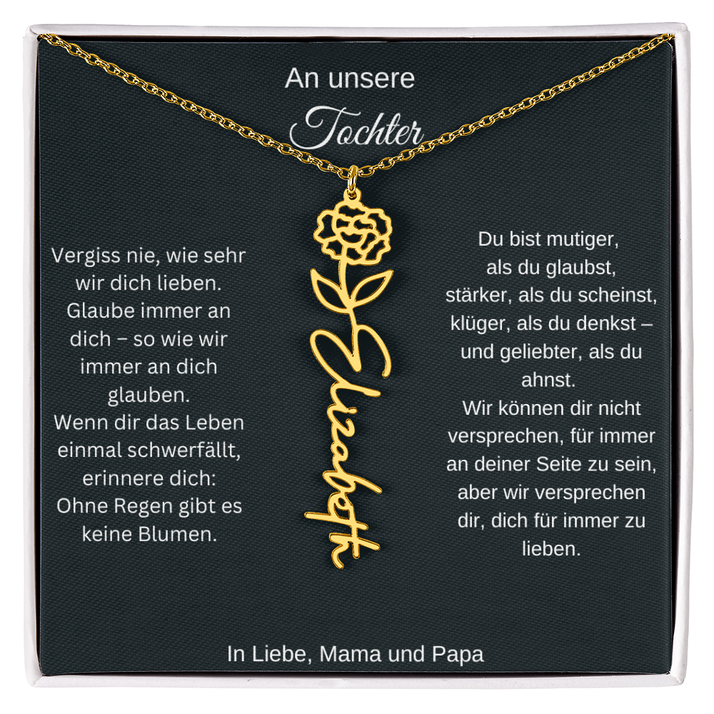 Geburtsblume Namenskette Tochter personalisierte Gravur Kette Geschenk