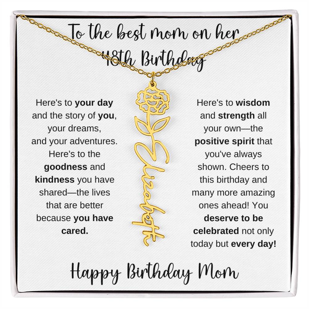 To The Best Mom - Happy 48th Birthday | Flower Name Necklace