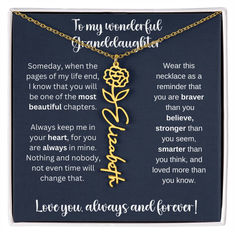 Granddaughter Birth Month Flower Necklace