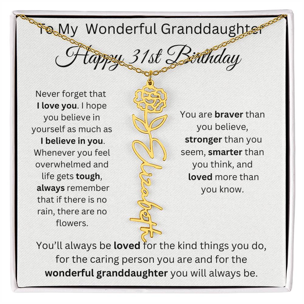 To My Wonderful Granddaughter - Happy 31st Birthday - Flower Name Necklace