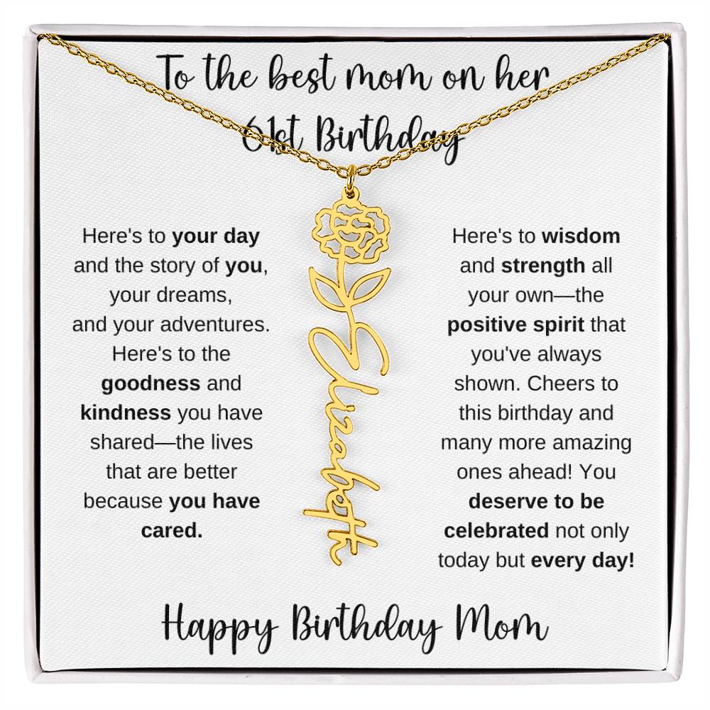 To The Best Mom - Happy 61st Birthday | Flower Name Necklace