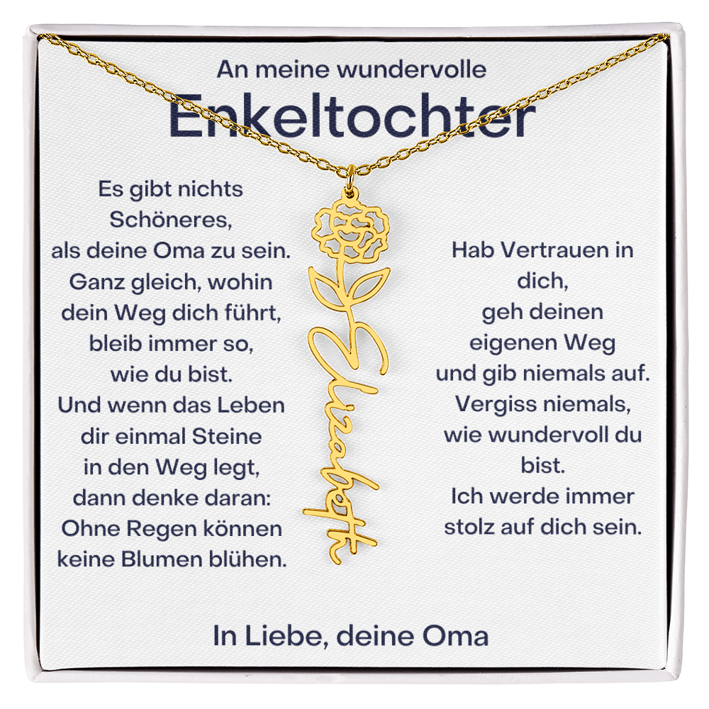 Personalisierte Geburtsblumenkette für Enkeltochter Von Oma