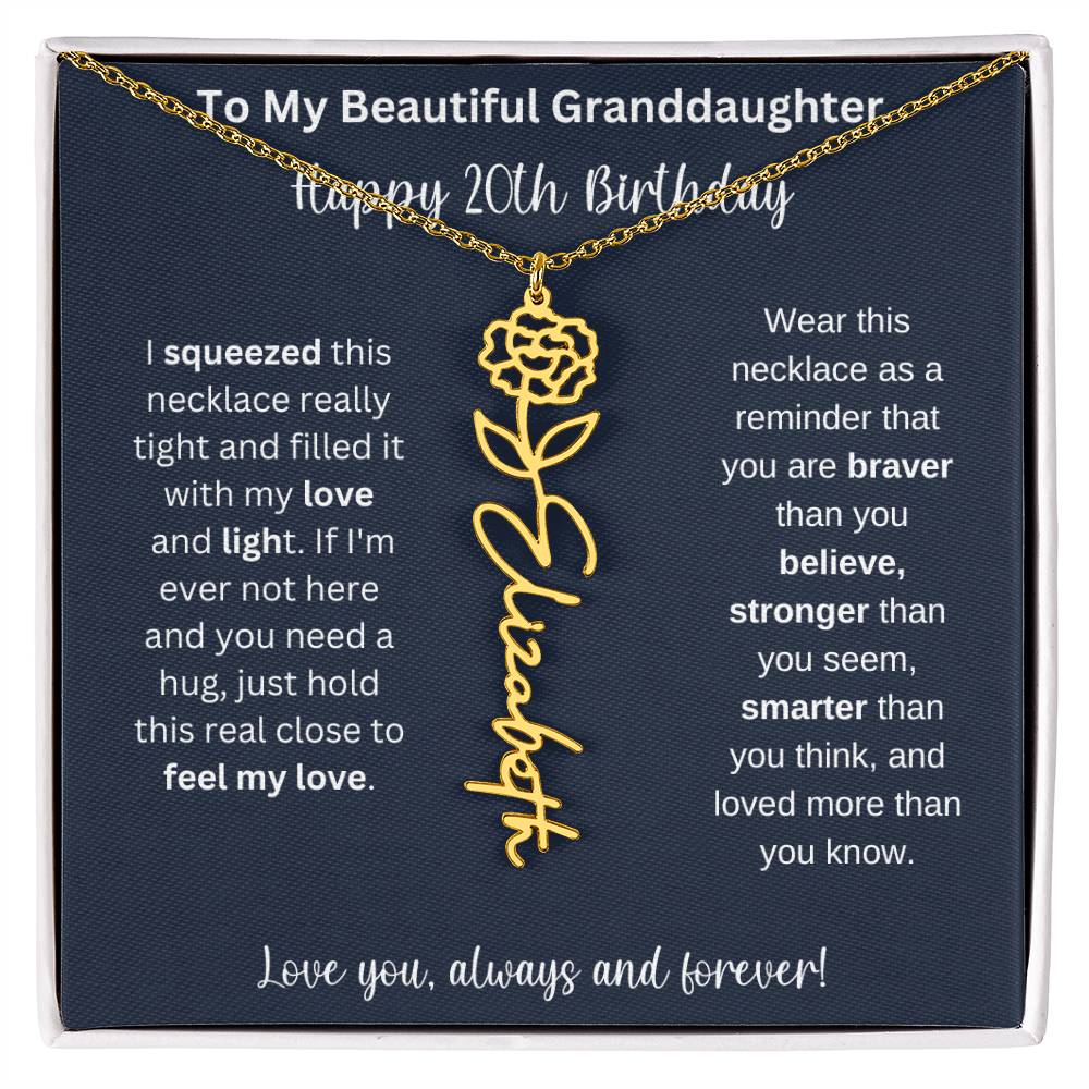 Flower Name Necklace 20th Birthday Necklace Gift To My Granddaughter