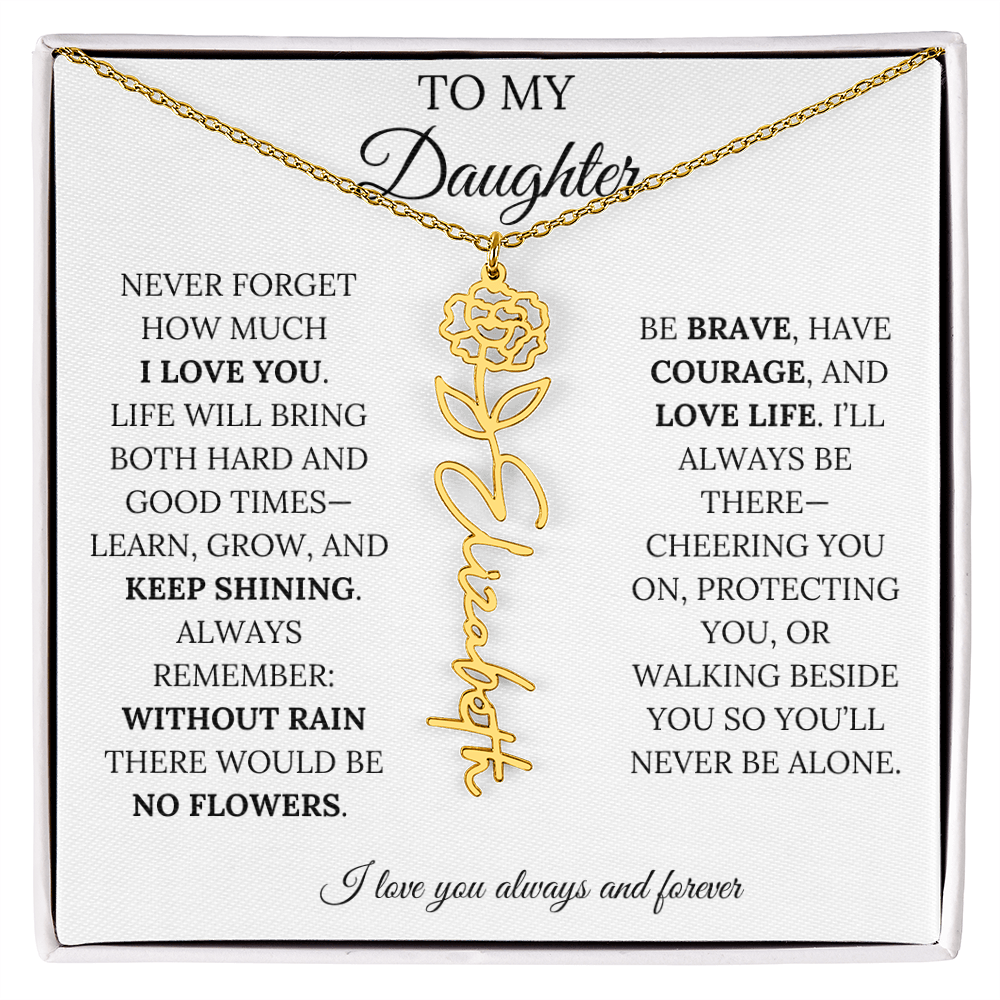 Personalized Birth Flower Name Necklace for Daughter