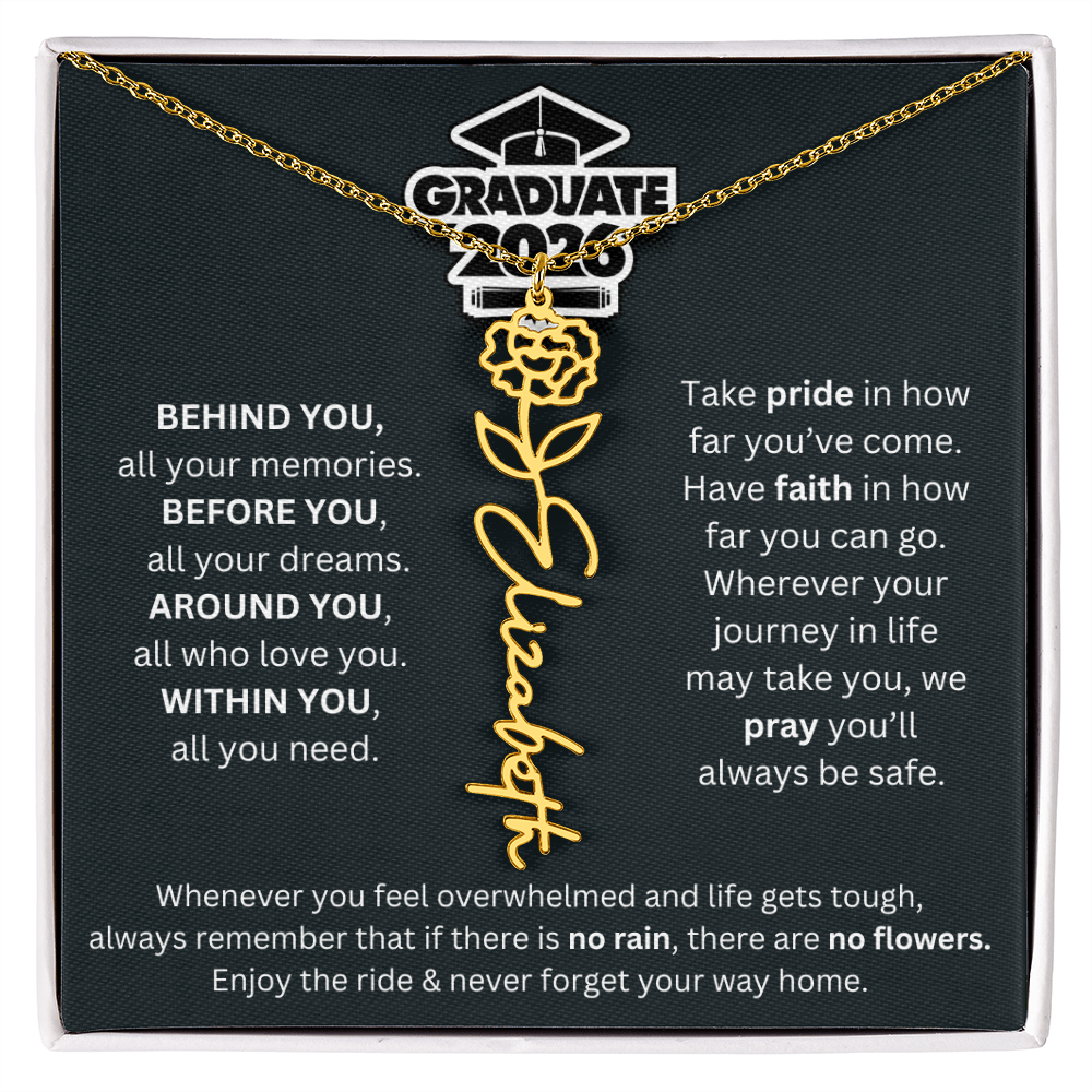 2026 Graduation Gift | Birth Flower Name Necklace 1