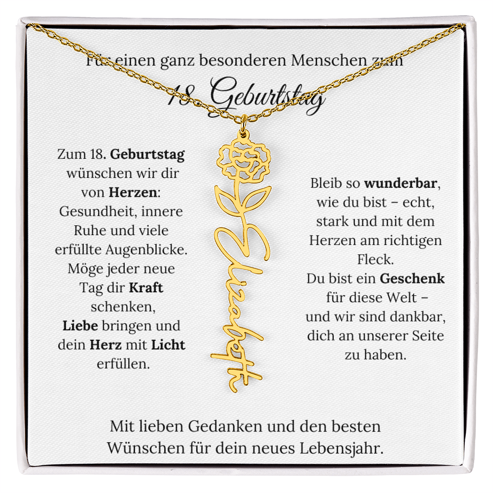 Personalisiertes 18. Geburtstagsgeschenk mit Geburtsblume