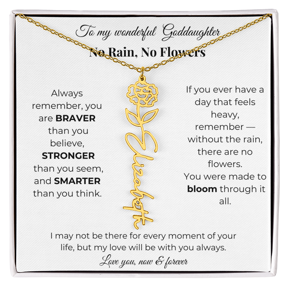 Birth Flower Necklace for Goddaughter with Message Card