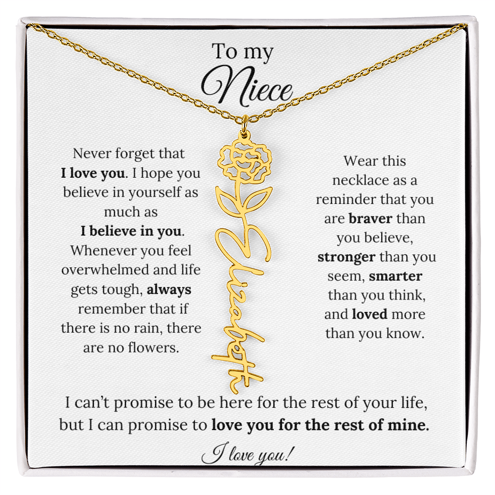 To My  Niece Birthmonth Flower Necklace 3