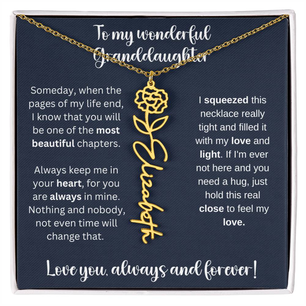 To My Wonderful Daughter Always Keep Me In Your Heart | Flower Name Necklace