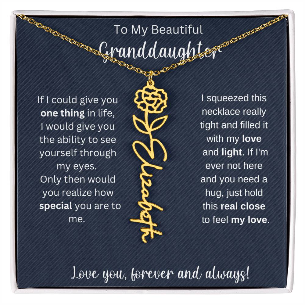 Granddaughter Birthday Present | Flower Name Necklace