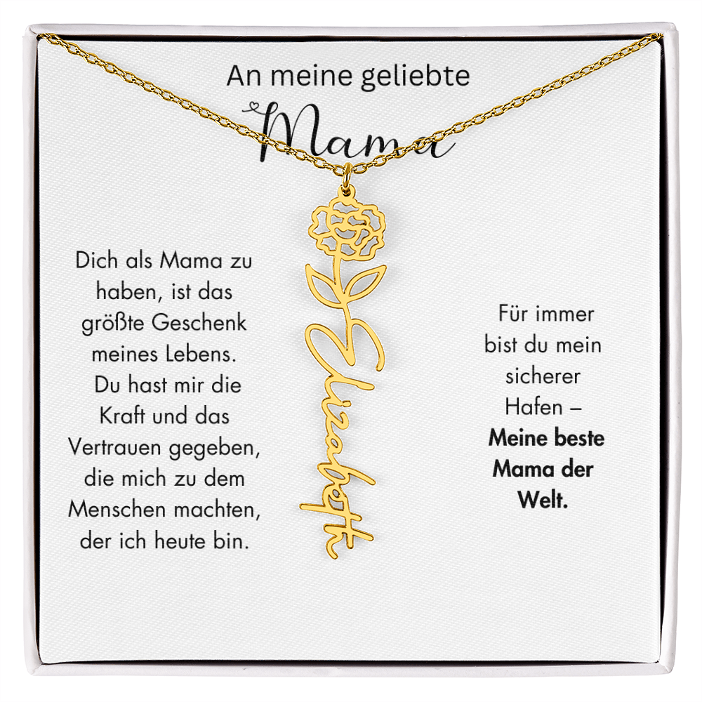 Personalisierte Namenskette mit Geburtsblume für Mama