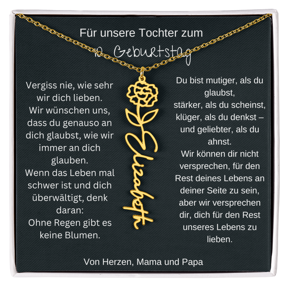 Geschenk zum 10. Geburtstag Tochter Geburtsblumen Namenskette
