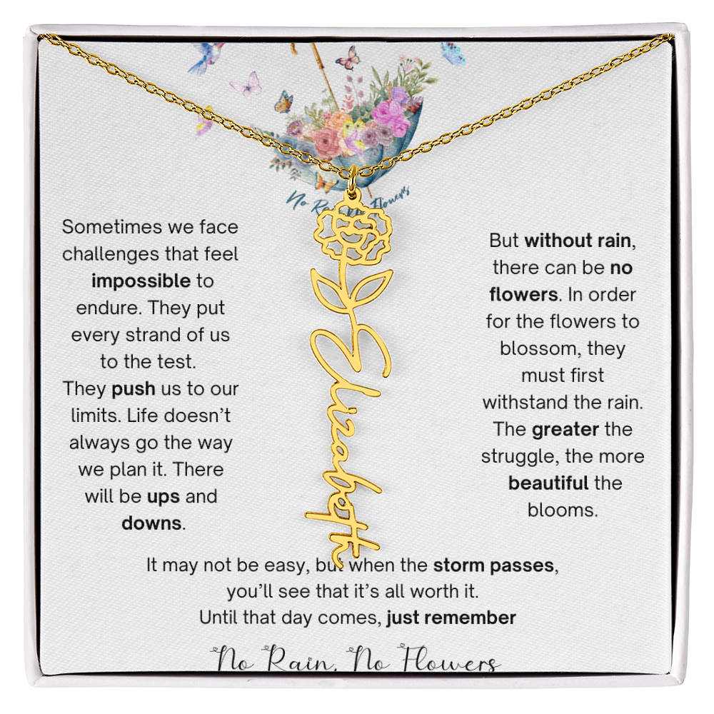 No Rain No Flowers 3 - Flower Name Necklace