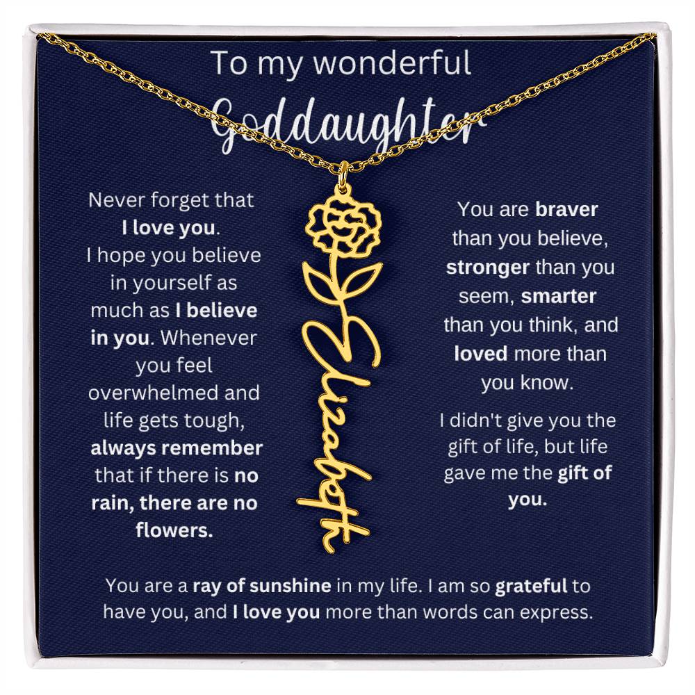 To My Wonderful Goddaughter | You Are Ray Of Sunshine | Flower Name Necklace
