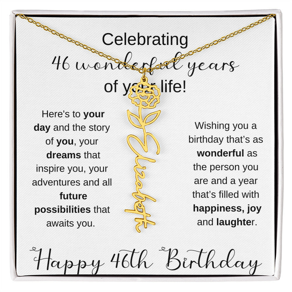 Happy 46th Birthday | Flower Name Necklace