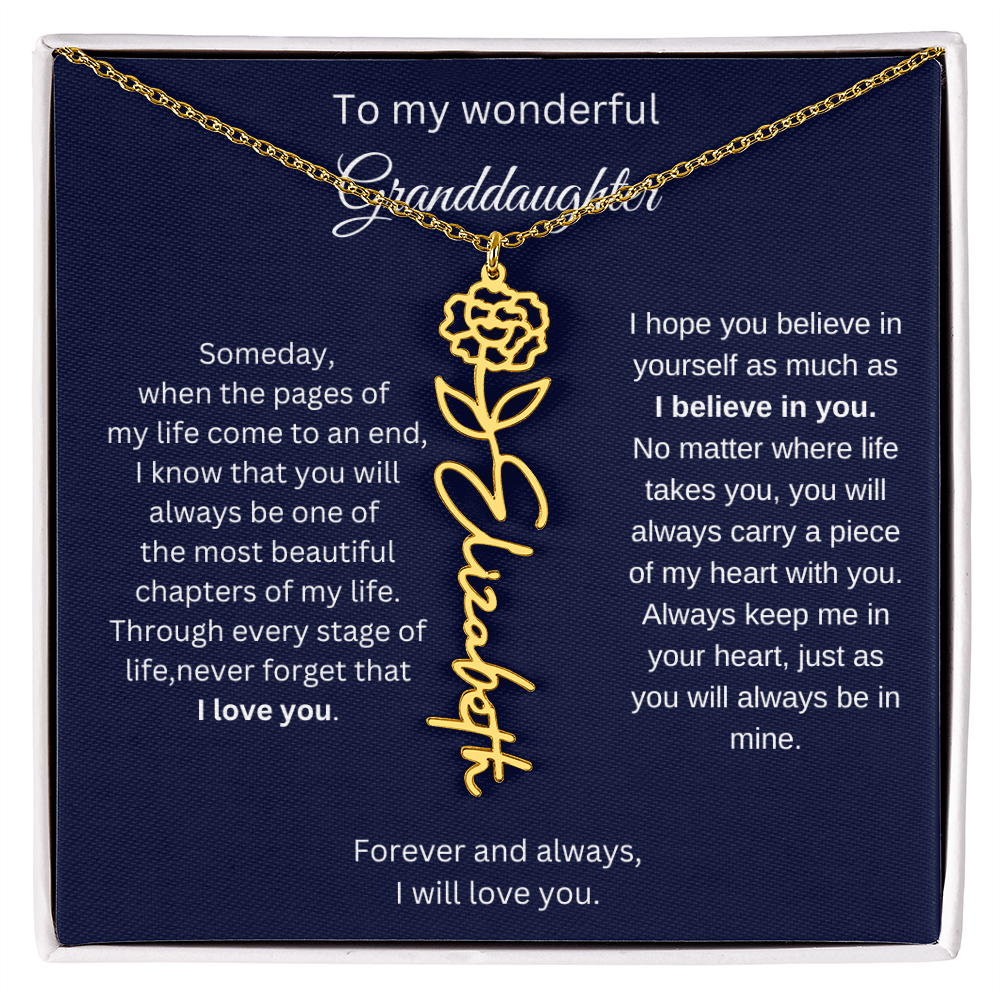 Meaningful Jewelry for Granddaughter - Birth Flower Name Necklace