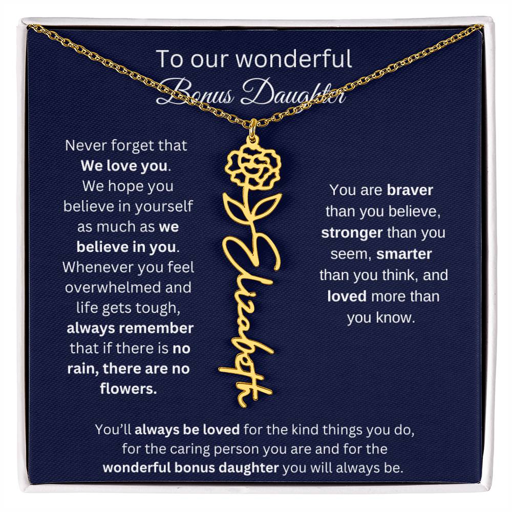To Our Wonderful Bonus Daughter Personalized Birth Month Flower Necklace 1