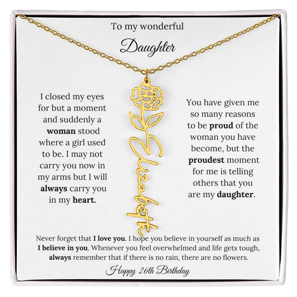 Happy 26th Birthday | Never Forget That I Love You | Flower Name Necklace