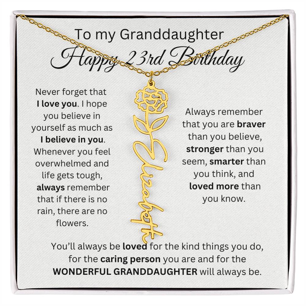 To My Granddaughter | Happy 23rd Birthday | Flower Name Necklace