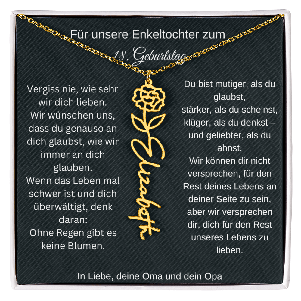 18. Geburtstag Blumen Namenskette