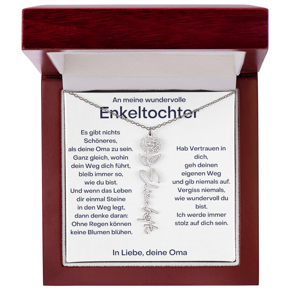 Personalisierte Geburtsblumenkette für Enkeltochter Von Oma
