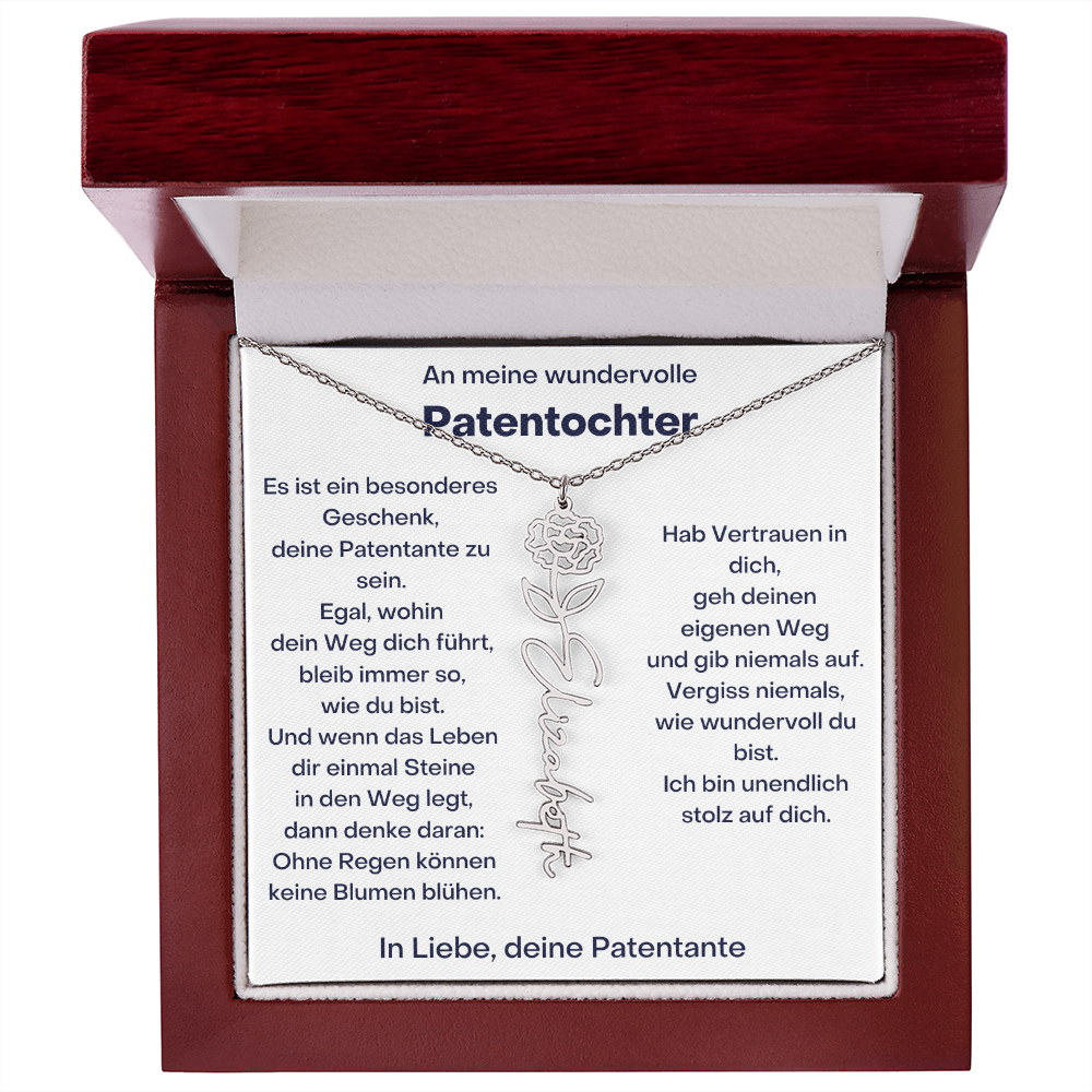 Personalisierte Geburtsblumen Kette Für Patentochter Geschenk von Patentante