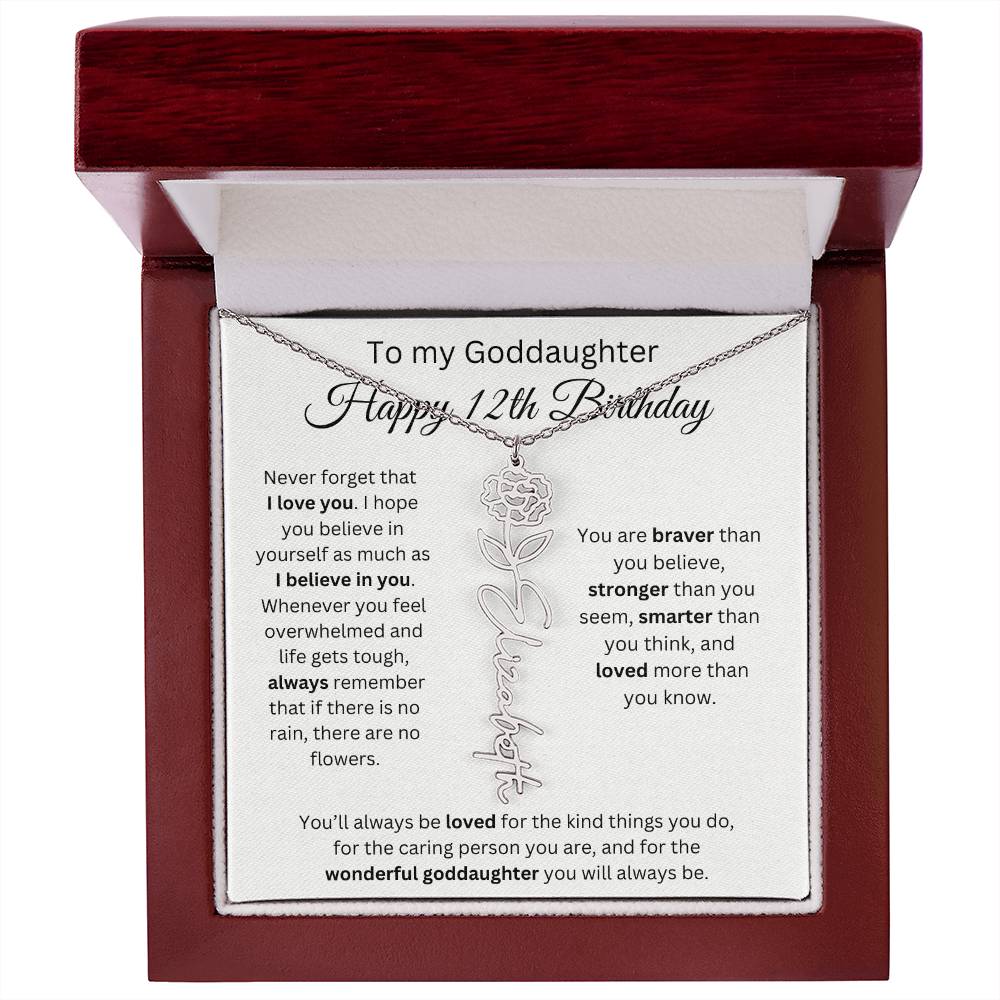 To My Goddaughter Happy 12th Birthday - Flower Name Necklace