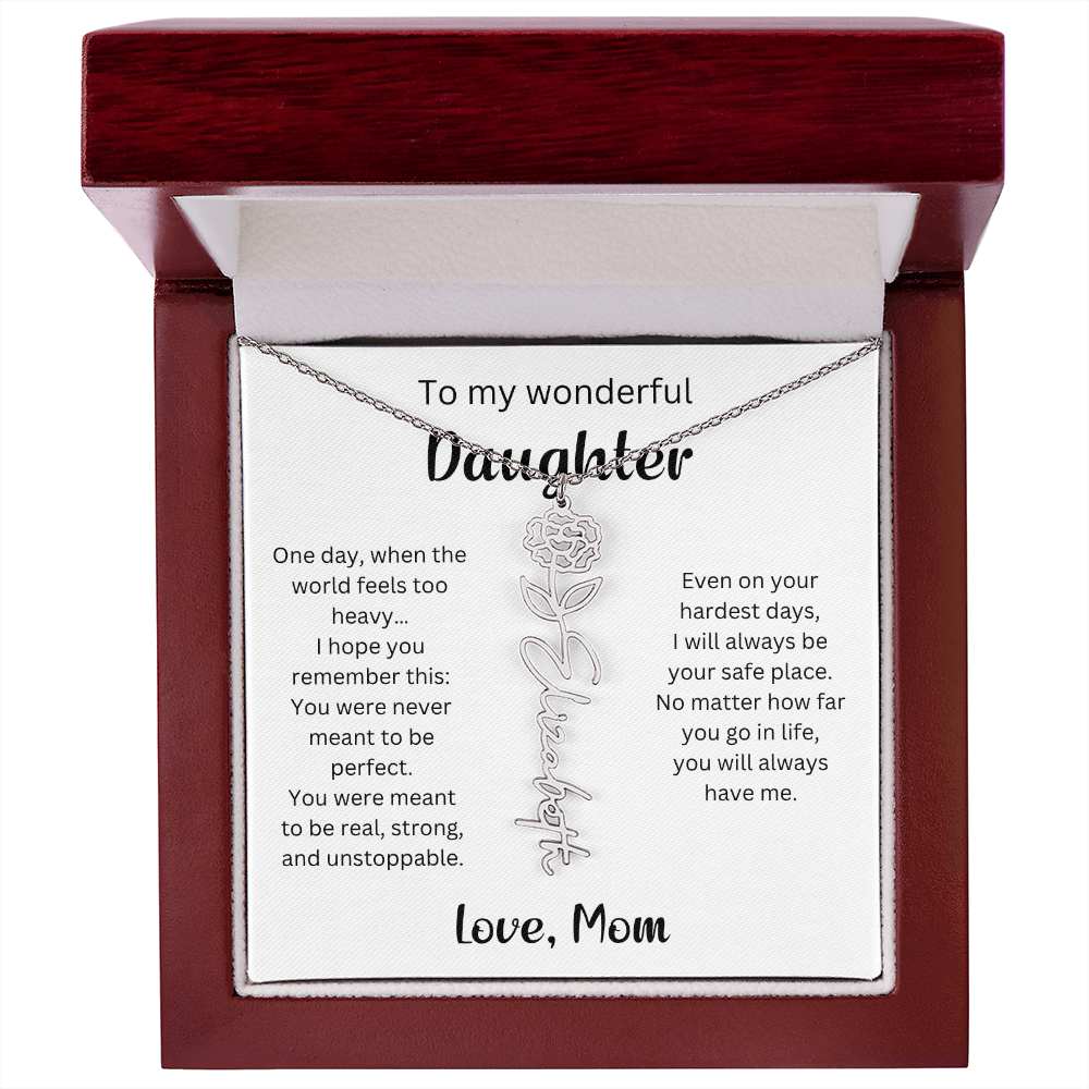 Emotional Gift for Daughter - Birth Flower Name Necklace