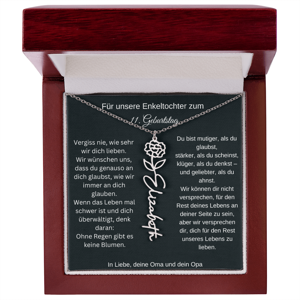 11. Geburtstag Blumen Namenskette