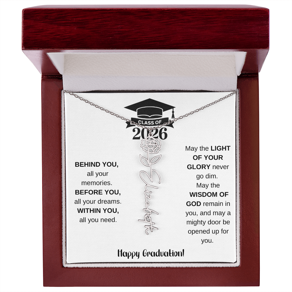 Class Of 2026 Personalized Graduation Gift Birth Month Flower Necklace