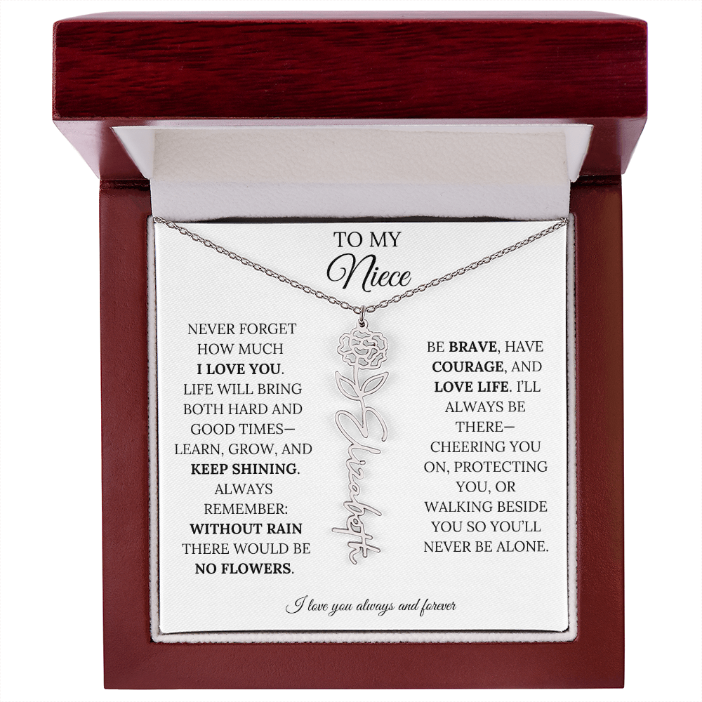 To My Niece | Keep Shining | Flower Name Necklace