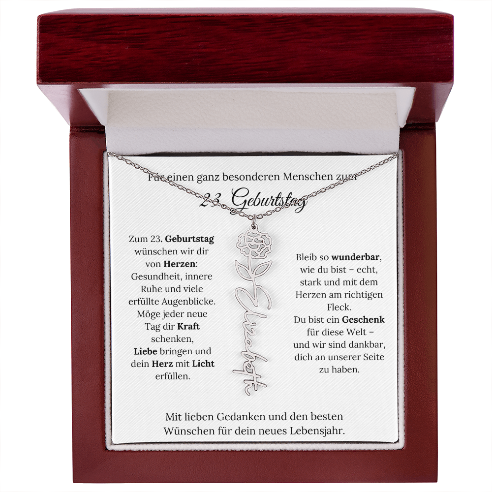 Personalisiertes 23. Geburtstagsgeschenk mit Geburtsblume
