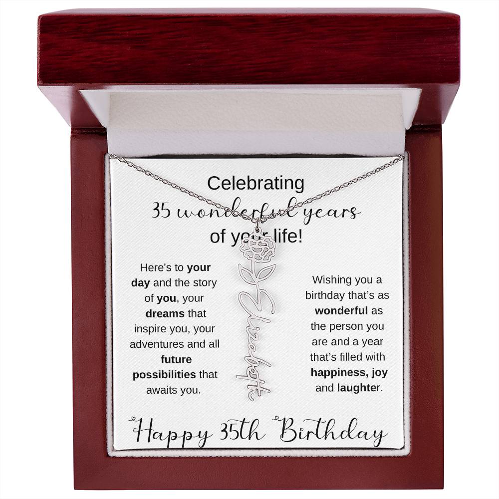 Happy 35th Birthday | Flower Name Necklace