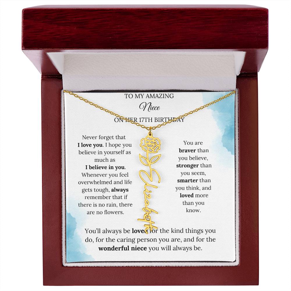 Birth Month Flower Name Necklace for My Niece's 17th Birthday